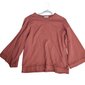 Michelle by Comune Womens Pullover Sweatshirt Size M Brown 100% Cotton Oversized
